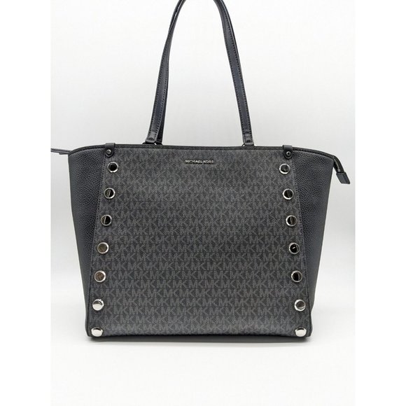 MICHAEL KORS Holly Signature logo print faux-leather large tote -BLACK - Picture 1 of 11